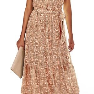 Elegant Tan Patterned Dress